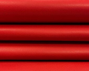RED leather Genuine sheep sheets Bright red leather pieces FIERY RED 538, 2.25oz Natural leather hide Real animal skin Fire Red skin 0.9mm
