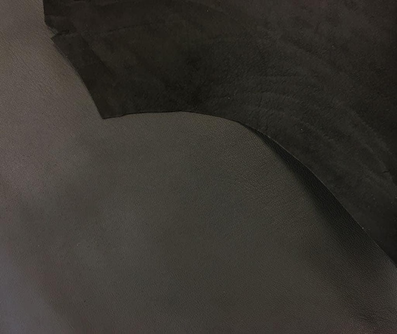 Black Lambskin Leather 5, 6, 7 sqft (0.56-0.76m2) Natural Sewing Animal Hides Italian Quality Leather For Crafts 0.5mm/1.25oz JET BLACK 516 image 6