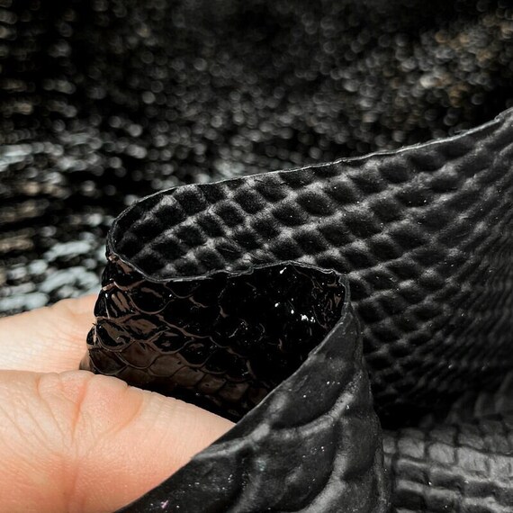 Black Patent Leather With Snake Print // Genuine Lambskin Black Patent Leather With Snake Print // Genuine Lambskin