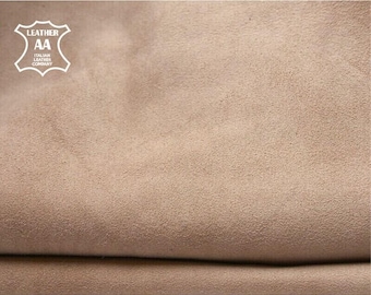 Beige Suede Leather Hides //  The Size of A Hide 3 - 5 sqft // Very Soft Lambskin Velour // Genuine Leather Pieces  // Humus, 1006, 0.6mm