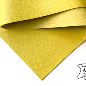 Real YELLOW leather sheet 6x6 / 8x10 / 12x12 / 12x18 / 18x24 Textured Pebbled Light Sun Color Scraps 2oz/.8mm Hide Pebbled YELLOW CREAM 844