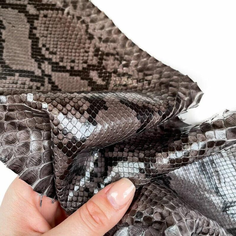 Python Leather Sheets | Snake Hide | Choose Your Size | Gray with Black Python Leather 0.7mm/1.75oz NATURAL PYTHON 1072 image 6