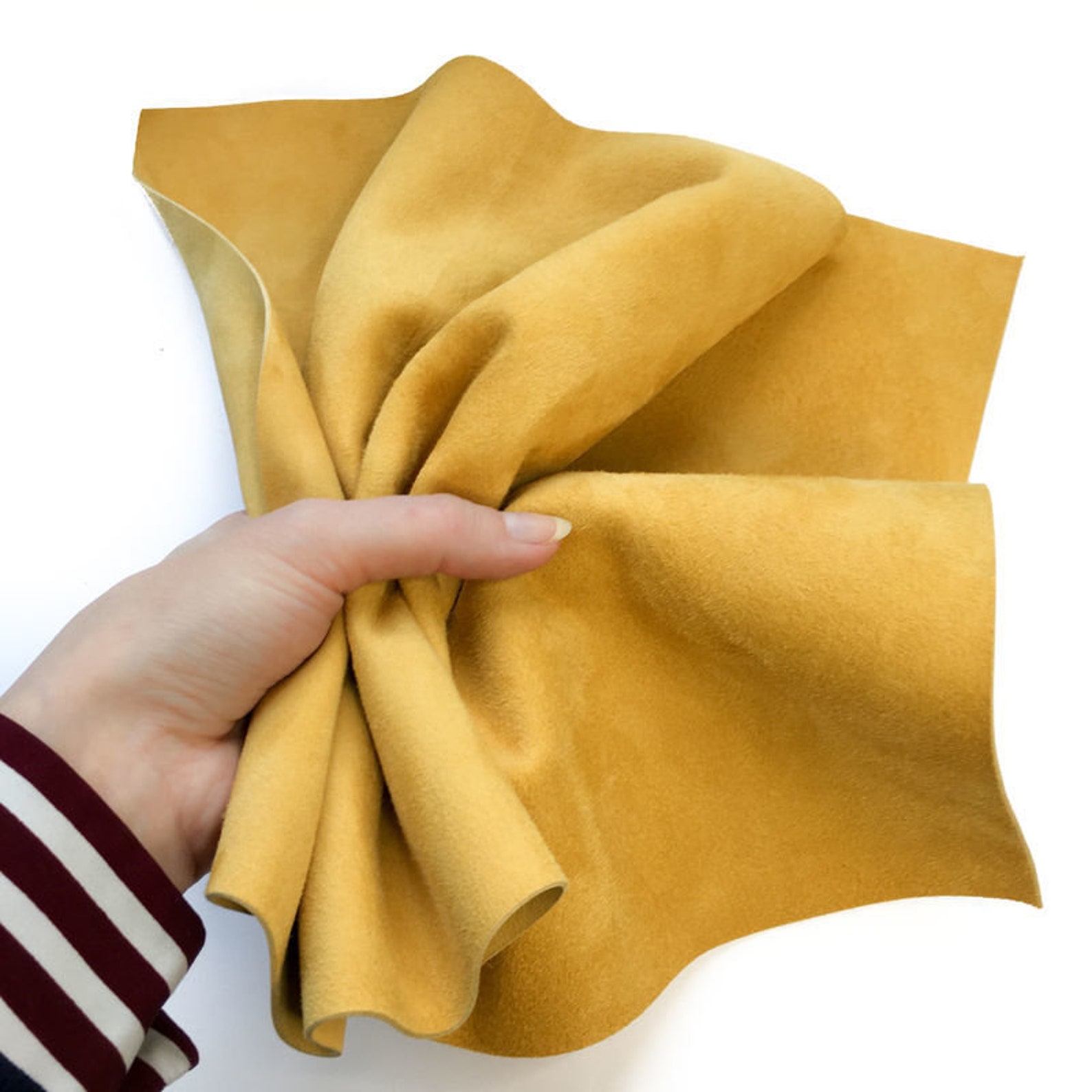 YELLOW Suede Leather 6x6in/15x15cm Bright Yellow Velour Fabric Etsy