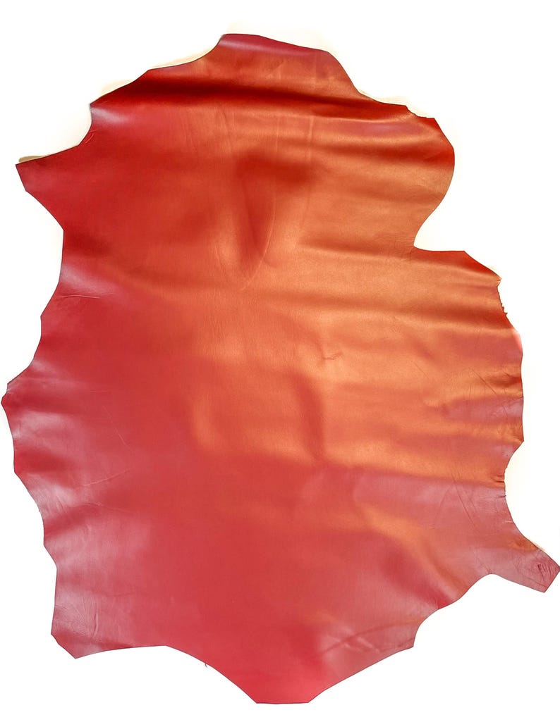 Dark RED Leather Material Pieces Genuine Sheepskin Hides 3 - 5 sqft // 0.28 - 0.5 m2 Thick Italian Leather 0.9mm/2.25oz RED PEAR 223 image 9