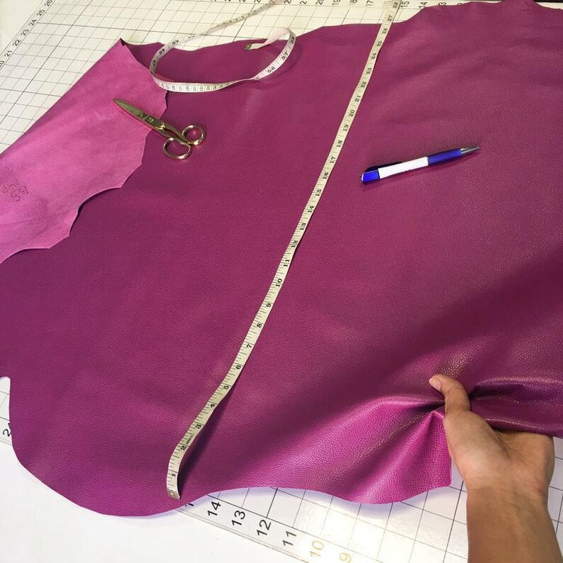 Purple Pebbled Leather Hides //Genuine Violet Sheep skins //Textured Dark Pink Lambskin Leather pieces// PURPLE WINE 823, 0.8mm/ 2.oz image 9