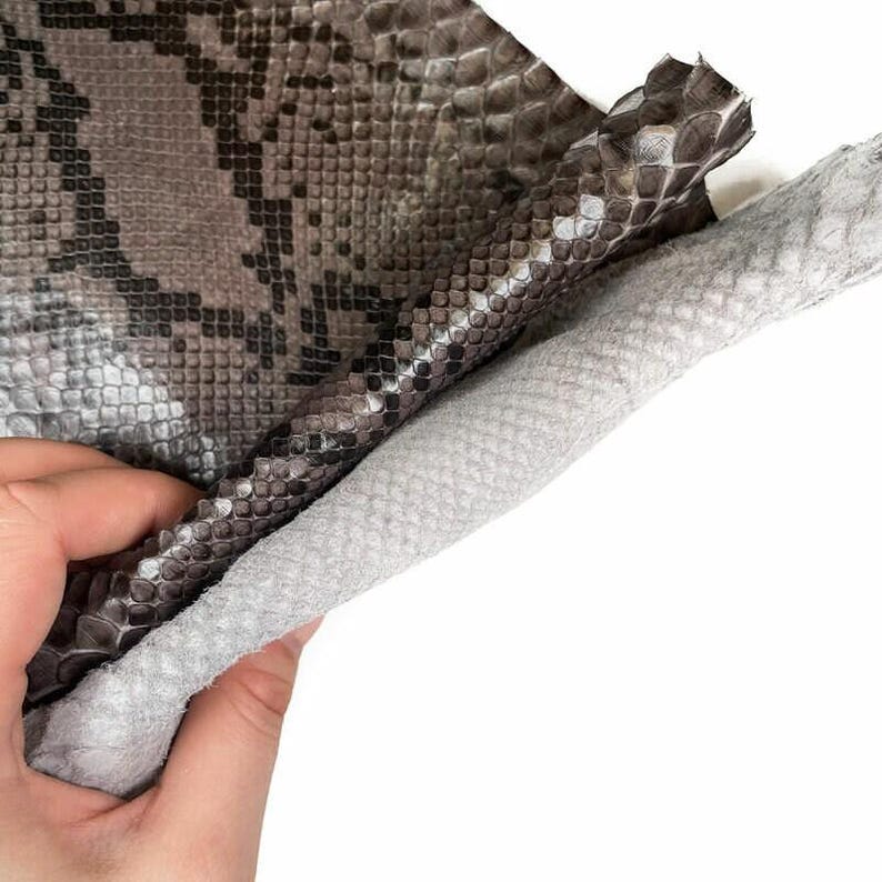 Python Leather Sheets | Snake Hide | Choose Your Size | Gray with Black Python Leather 0.7mm/1.75oz NATURAL PYTHON 1072 image 7
