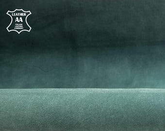 Premium Dusty Green Moss Suede Leather // 3 - 4 sqft // 0.32 - 0.4 m2 // Soft Velour Material For Sewing // TAPESTRY, 1223, 0.9mm/2.25oz