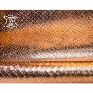 Rose Gold Snake Print Leather// Genuine Lambskin// Textured Metallic material// Real Animal Leather// ROSE GOLD PYTHON 1306, 2.25oz