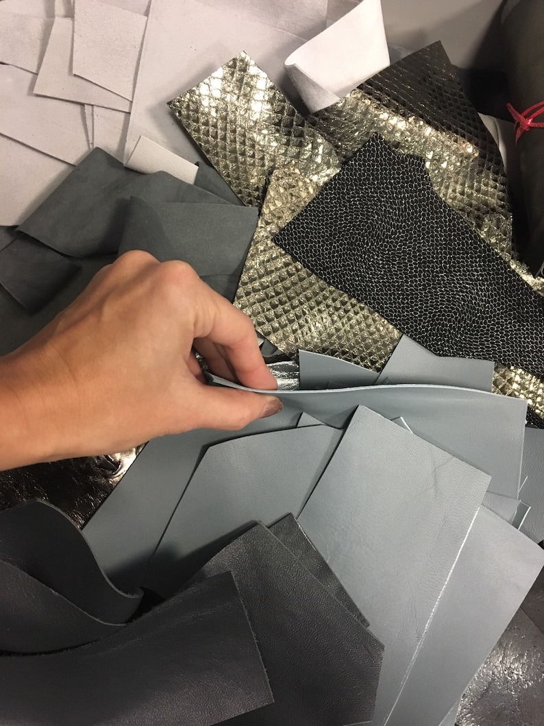 GRAY Leather SCRAP MIX Small grey Real Sheep Hide Remnants Silver Leather Pieces Real leather off cuts Gray suede napa Silver pieces
