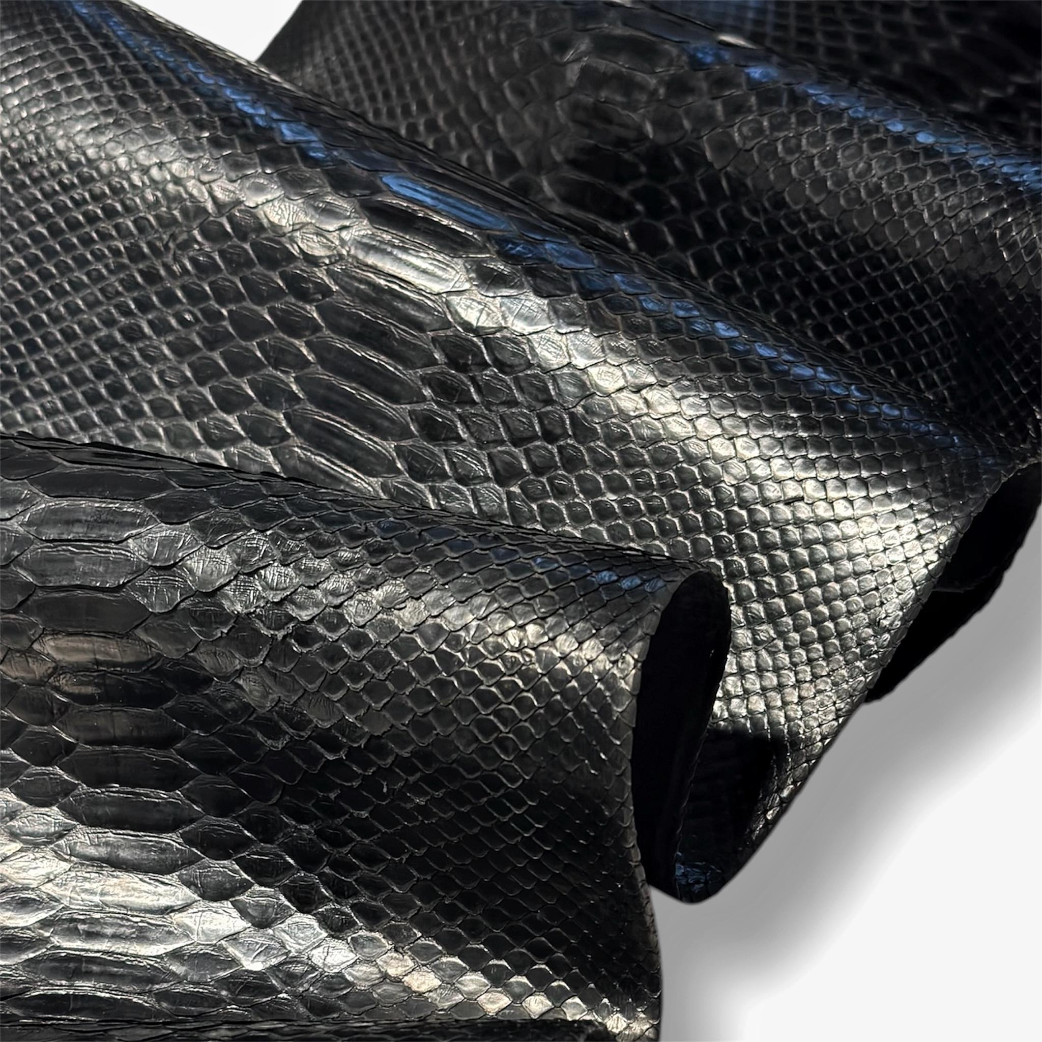 Real Shiny Black Python Hides Genuine Snakeskin Leather Real Scale ...