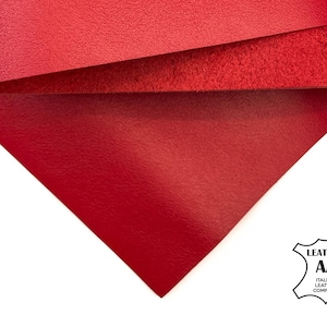 Fogli di pelle di vitello rossa lucida 6x6 / 8x10 / 12x12 / 12x18 / 18x24 // Pelle di vitello genuina spessa // Tessuto morbido // American Beauty, 1398, 1,2 mm/3 oz immagine 1