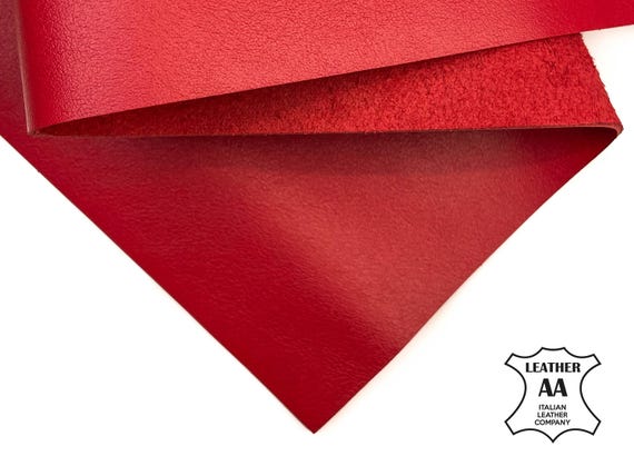 Shiny Red Calfskin Sheets 6x6 / 8x10 / 12x12 / 12x18 / 18x24 // Thick Genuine Calf Leather // Soft Fabric // American Beauty,1398,1.2mm/3oz