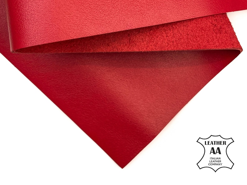 Fogli di pelle di vitello rossa lucida 6x6 / 8x10 / 12x12 / 12x18 / 18x24 // Pelle di vitello genuina spessa // Tessuto morbido // American Beauty, 1398, 1,2 mm/3 oz immagine 1