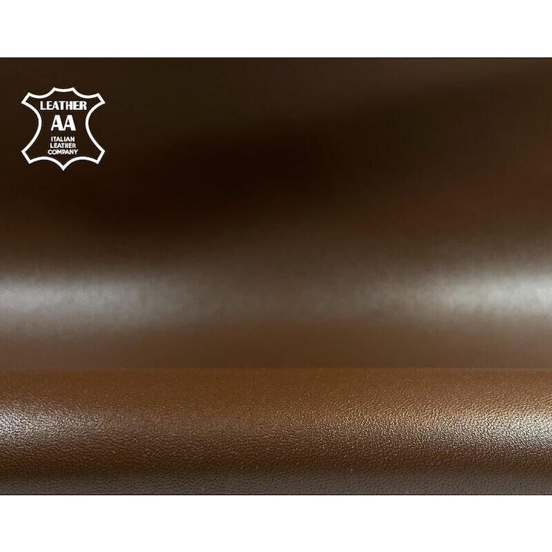 Brown Leather // Real Animal Leather // Shiny Sewing Material // 4.5 - 6 sqft // 0.44 - 0.61 m2 // Potting Soil, 1163, 0.9mm/2.25oz image 1