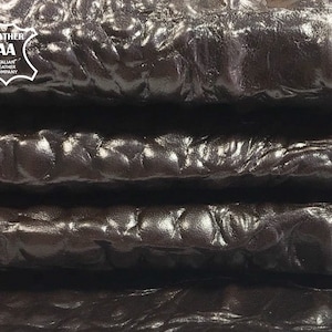Crocodile Leather // Genuine Leather // Genuine Reptile Skin // Lambskin Textured Animal Hide 1oz Dark Croco Leather COFFEE BEAN 661