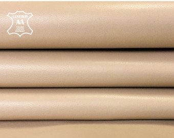 BEIGE leather fabric, genuine beige leather material, tanned skin brown lambskin// 6 - 7 sqft // 0.57 - 0.69 m2 // SMOKE GRAY, 95, 0.9 mm
