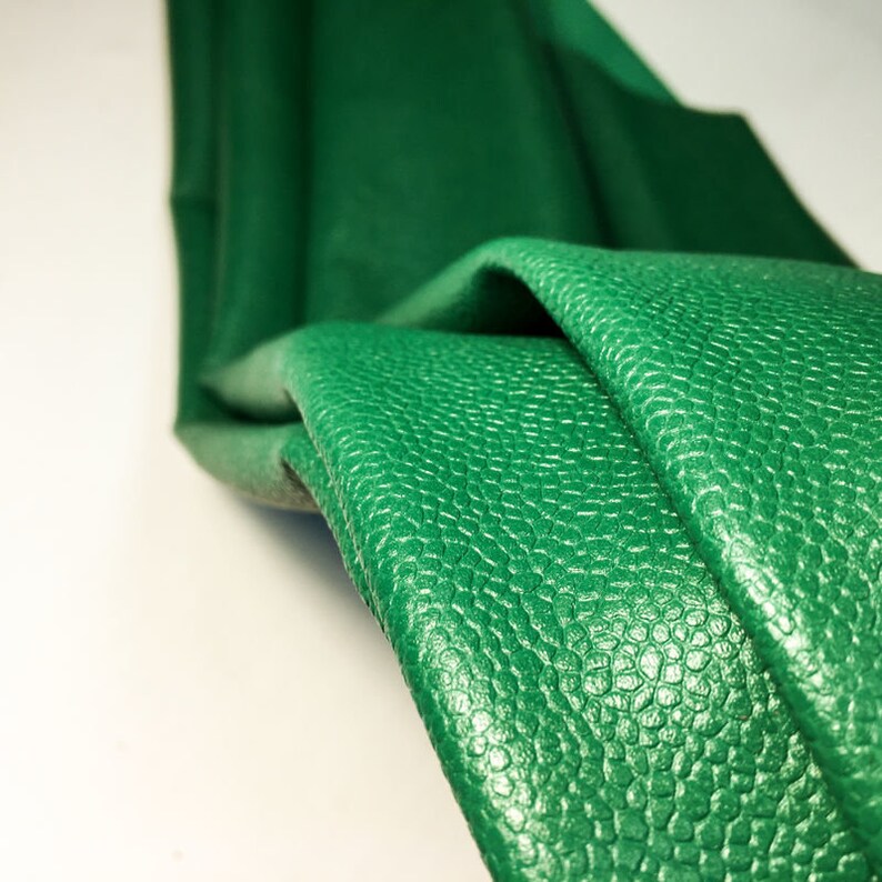 GREEN Sheep Leather Fabric Textured Lambskin Leather Hides Etsy
