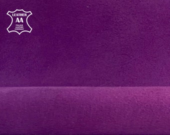 PURPLE Genuine Suede Fabric// Violet Leather Pieces//Lambskin Hides// GRAPE KISS 643 0.9mm