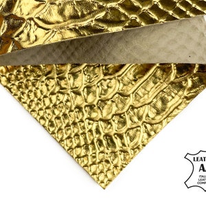 Gold Snake Sheet // DIY Crafting Scraps 6x6 / 8x10 / 12x12 / 12x18 / 18x24 // Textured Animal Print // Earring Supplies // Real Leather 1042