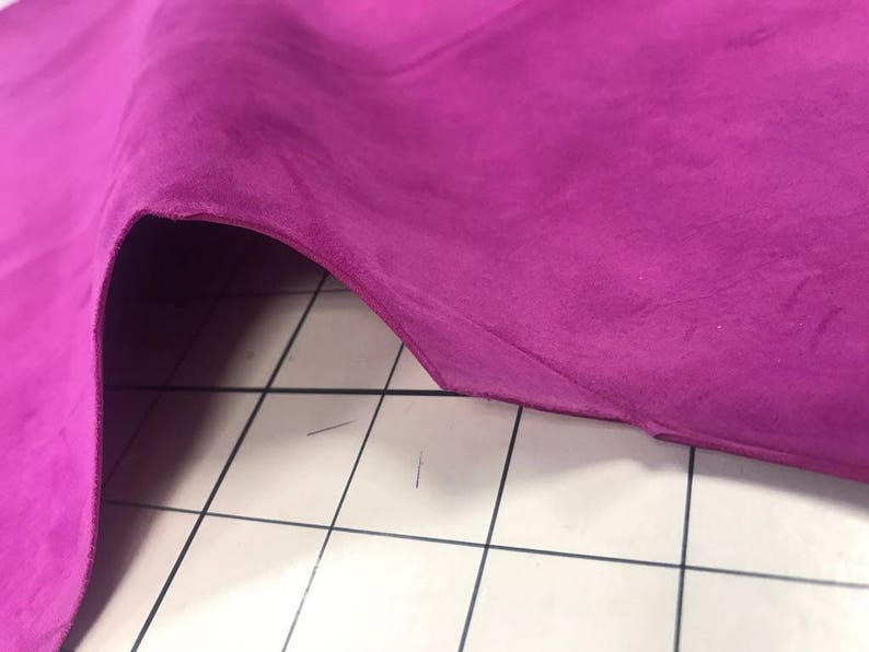 PINK Suede fabric Genuine sheep skin sheets for sewing VIVID VIOLA 2oz Purple Suede material for crafting Purple Leather Soft Leather pieces
