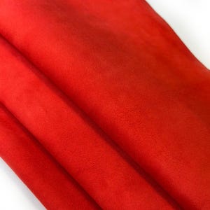 Soft Lambskin Suede Leather 3 - 4 sqft // 0.26 - 36 m2 Thick Velour Pieces 1.1-1.2mm // 2.75-3oz Italian Hides RED SUEDE 1585