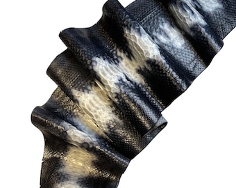 Blue White Real Python Leather Skin Thin Python Hide 0.5-0.7 mm (1.25-1.75 oz)