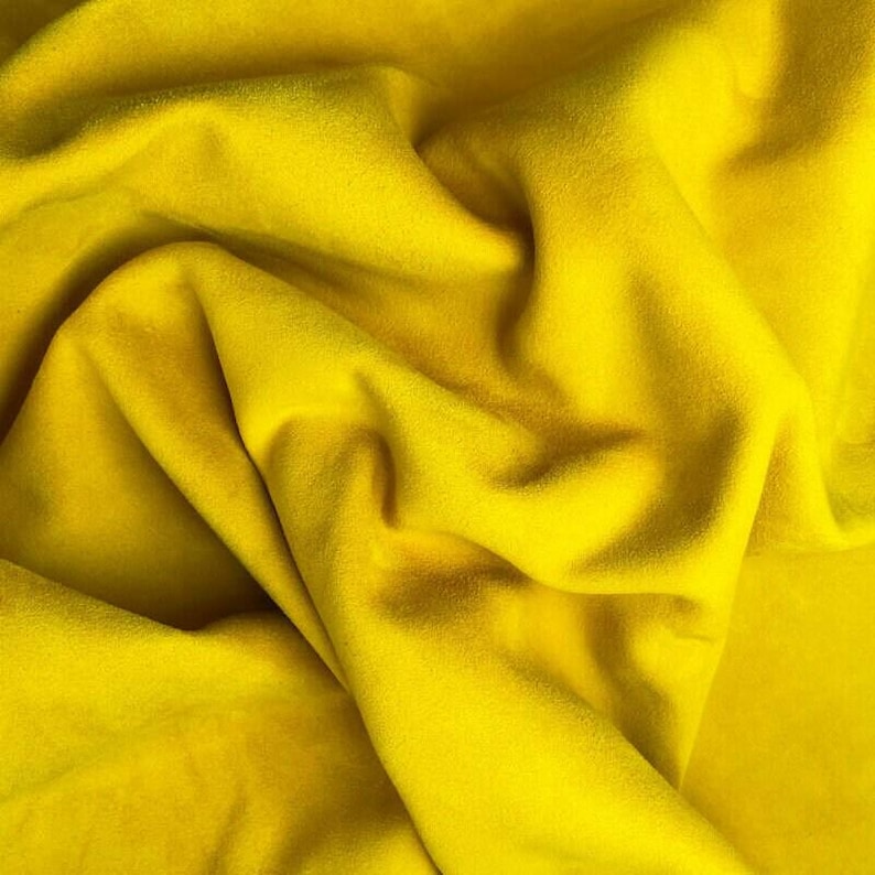 Bright Yellow Suede Leather // 4 sqft // Soft Velour Material For Sewing // Lemon Curry, 1171, 0.9mm/2.25oz image 7