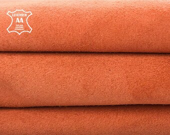 Orange Suede Leather Hides // Summer Color // Soft Lambskin Velour || Genuine Sewing Leather Pieces || Langoustino 915 1.2mm / 3 oz