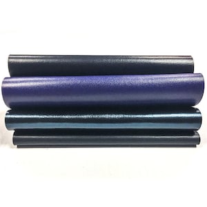 BLUE AMZ レザースクラップ ティールレザー メタリックレザー ブライトブルーマット 5 x 5 インチピース ブルーレザーサンプル 4パック クラフト用レザー