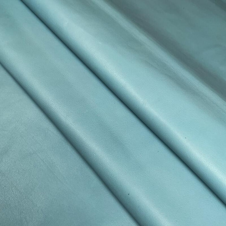 Light Blue Real Leather Hides // Handbag and Accessories Material // 7 - 9 sqft// Natural Fabric // Milky Blue, 1117, 0.5 mm image 3