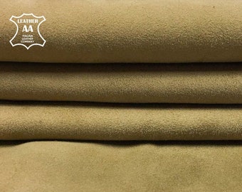 BEIGE Green Suede Leather// Genuine Sheep sheets for sewing //Velour leather hides //Natural Leather material //LARK 702, 0.6 mm/1.5 oz