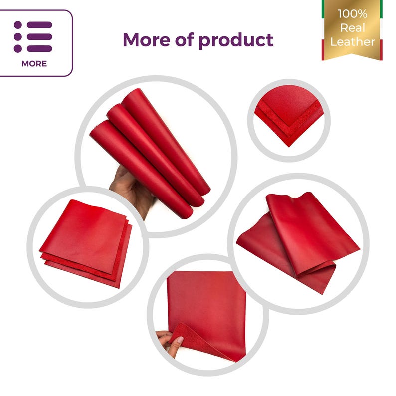 Fogli di pelle di vitello rossa lucida 6x6 / 8x10 / 12x12 / 12x18 / 18x24 // Pelle di vitello genuina spessa // Tessuto morbido // American Beauty, 1398, 1,2 mm/3 oz immagine 5