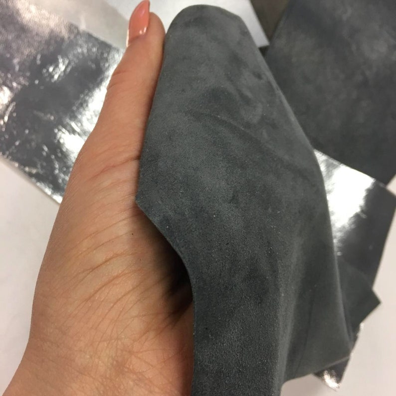 GRAY Leather SCRAP MIX Small grey Real Sheep Hide Remnants Silver Leather Pieces Real leather off cuts Gray suede napa Silver pieces