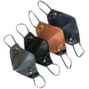 Exclusive Italian leather Face Protection mask // Genuine Italian Stretch Leather // Handcrafted Flowers // Italian Hardware //Fast Shipping