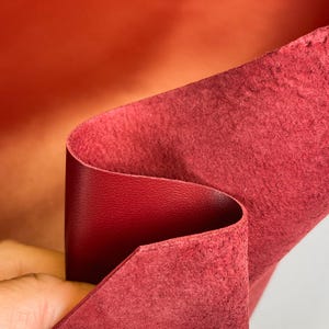 Dark RED Leather Material Pieces Genuine Sheepskin Hides 3 - 5 sqft // 0.28 - 0.5 m2 Thick Italian Leather 0.9mm/2.25oz RED PEAR 223 image 4