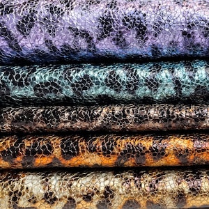 Textured Leopard Print Leather Hides// Genuine Lambskin Leather Hides //Choose Your Color //CRUNCHY LEOPARD MIX 1.0 mm / 2.5 oz image 4