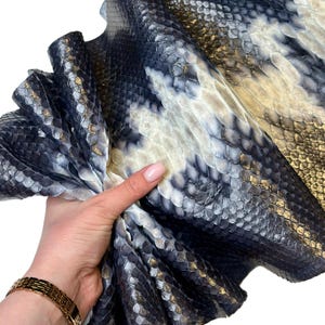 Blue White Real Python Leather Skin Thin Python Hide 0.5-0.7 Mm (1.25-1 ...
