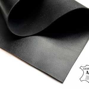 Fogli di pelle di mucca nera 6x6 / 8x10 / 12x12 / 12x18 / 18x24 per lavori artigianali // Ritagli di vera pelle di vitello 679 // Pezzi spessi di primo fiore 3 oz/1,2 mm