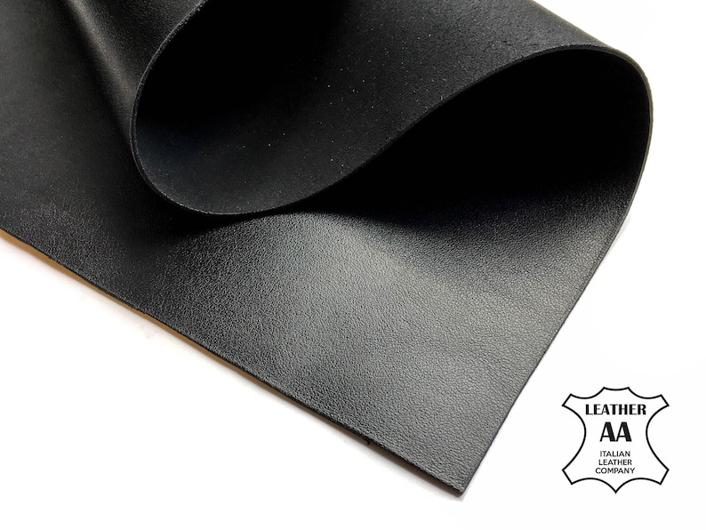 Black COW Sheets 6x6 / 8x10 / 12x12 / 12x18 / 18x24 For Crafts // Genuine Calf Leather Scrap 679 // Thick Top Grain Pieces 3oz/1.2mm image 1
