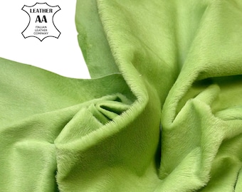 Green Pony Hair Leather Hide Soft Bright Lime Green 4, 5 sqft Pieces 0.6mm (1.5oz) LIME 1715