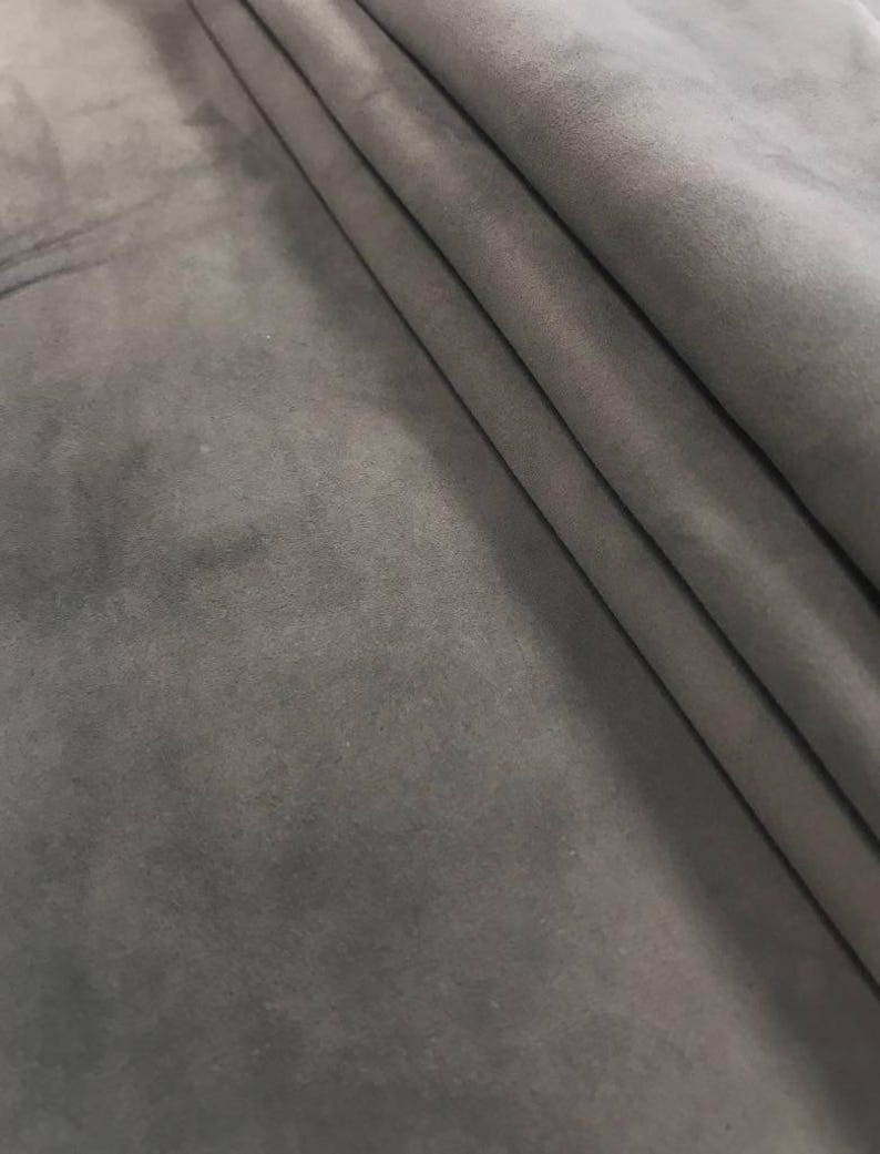 GRAY genuine suede Italian Lambskin suede natural sheep suede light gray genuine leather fabric for crafts, lining TRADEWINDS 278 0.6mm image 2