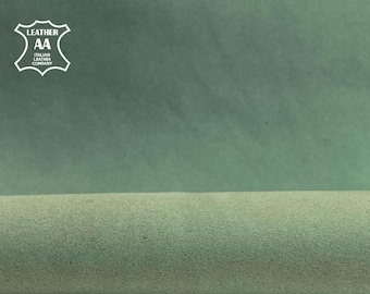 Pastel GREEN Suede material //Genuine Lambskin //Velour suede material //Real animal skin hide// BERYL GREEN, 353, 1.1 mm