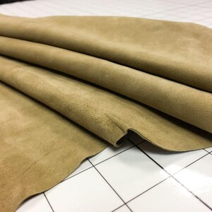 BEIGE Green Suede Leather// Genuine Sheep sheets for sewing //Velour leather hides //Natural Leather material //LARK 702, 0.6 mm/1.5 oz image 5