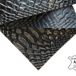 Fogli con stampa vero serpente NERO 6x6 / 8x10 / 12x12 / 12x18 / 18x24 Ritagli flessibili di vera pelle di pecora con aspetto pitone BLACK SNAKE 598
