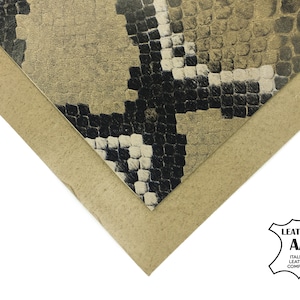 BEIGE Leather Snake Sheet Genuine Leather 6x6 / 8x10 / 12x12 / 12x18 / 18x24 Real Wild Animal Python Print Scraps GROUND SNAKE 888 2oz/0.8mm