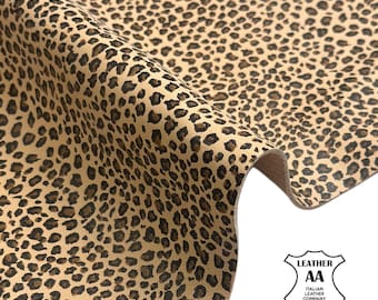 Small Spots Cheetah Lambskin Leather 4, 5, 6 7, 8, 9, 10 sqft Real Animal Leather 0.8mm//2oz ICED COFFEE 696
