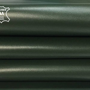 Dark GREEN Lambskin Leather Pieces 4, 5, 6 sqft (0.36-0.65m2) High Quality Italian Leather KOMBU GREEN 590, 0.9mm/2.25oz