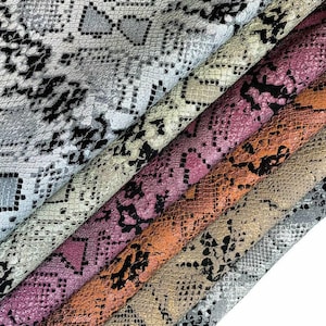 Soft Various Colors Snakeskin Print Leather//Choose your size//Lambskin with Reptile Print // COLORFUL FOREST SNAKES 1256, 0.9 - 1 mm