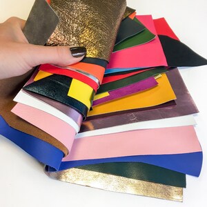 MIX Leather Scraps Colorful leather fabric pieces Precut DIY leather scrap packs Genuine leather fabric Earring material Napa/suede/Print image 9