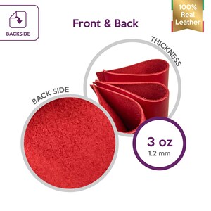 Fogli di pelle di vitello rossa lucida 6x6 / 8x10 / 12x12 / 12x18 / 18x24 // Pelle di vitello genuina spessa // Tessuto morbido // American Beauty, 1398, 1,2 mm/3 oz immagine 4